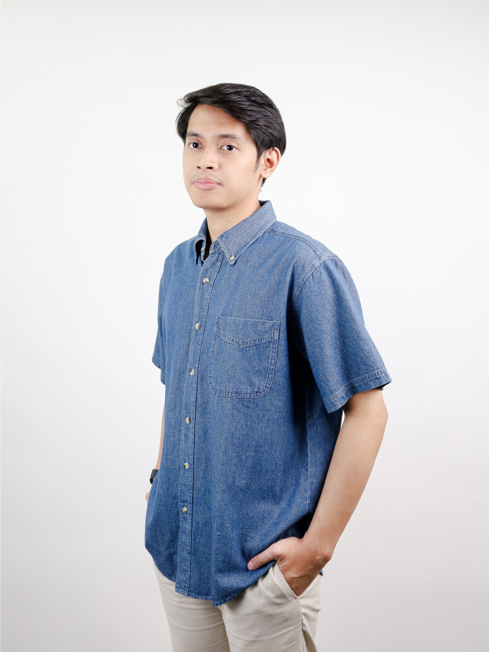Blue Short-Sleeve Corporate Collar Shirt Blue Short-Sleeve Corporate Collar Shirt