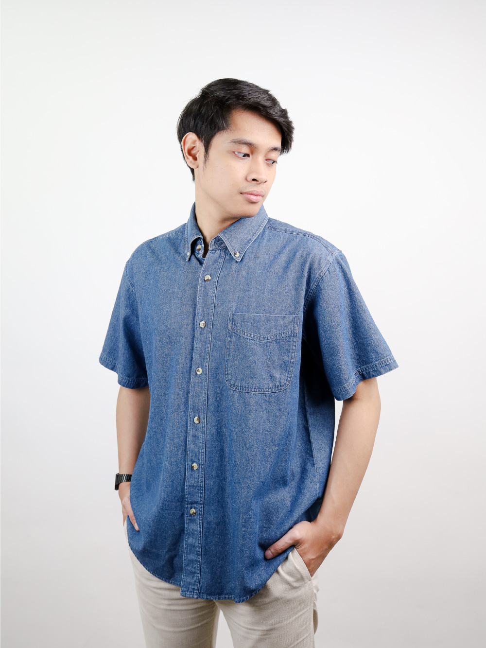 Blue Short-Sleeve Corporate Collar Shirt Blue Short-Sleeve Corporate Collar Shirt