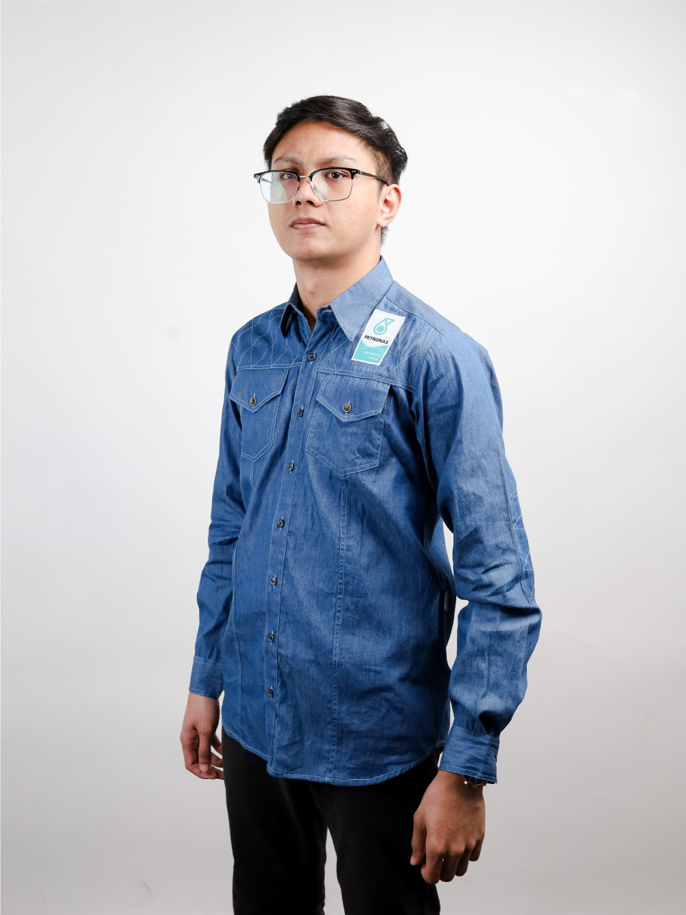 Blue Long-Sleeve Corporate Collar Shirt Blue Long-Sleeve Corporate Collar Shirt