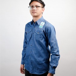 Blue Long-Sleeve Corporate Collar Shirt     