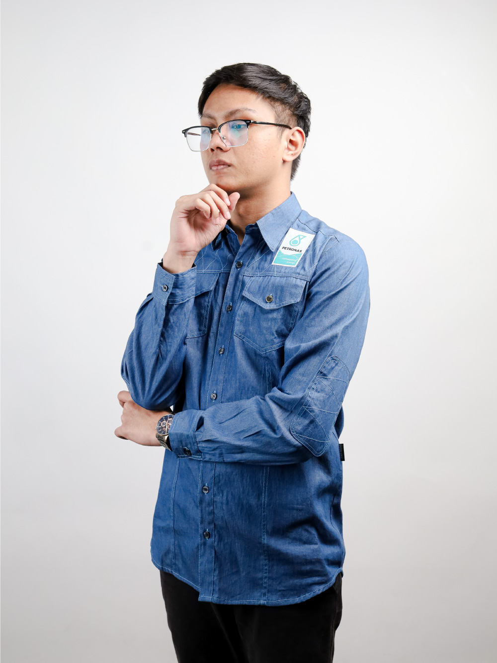 Blue Long-Sleeve Corporate Collar Shirt Blue Long-Sleeve Corporate Collar Shirt