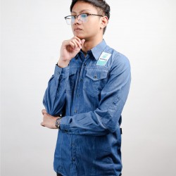 Blue Long-Sleeve Corporate Collar Shirt     