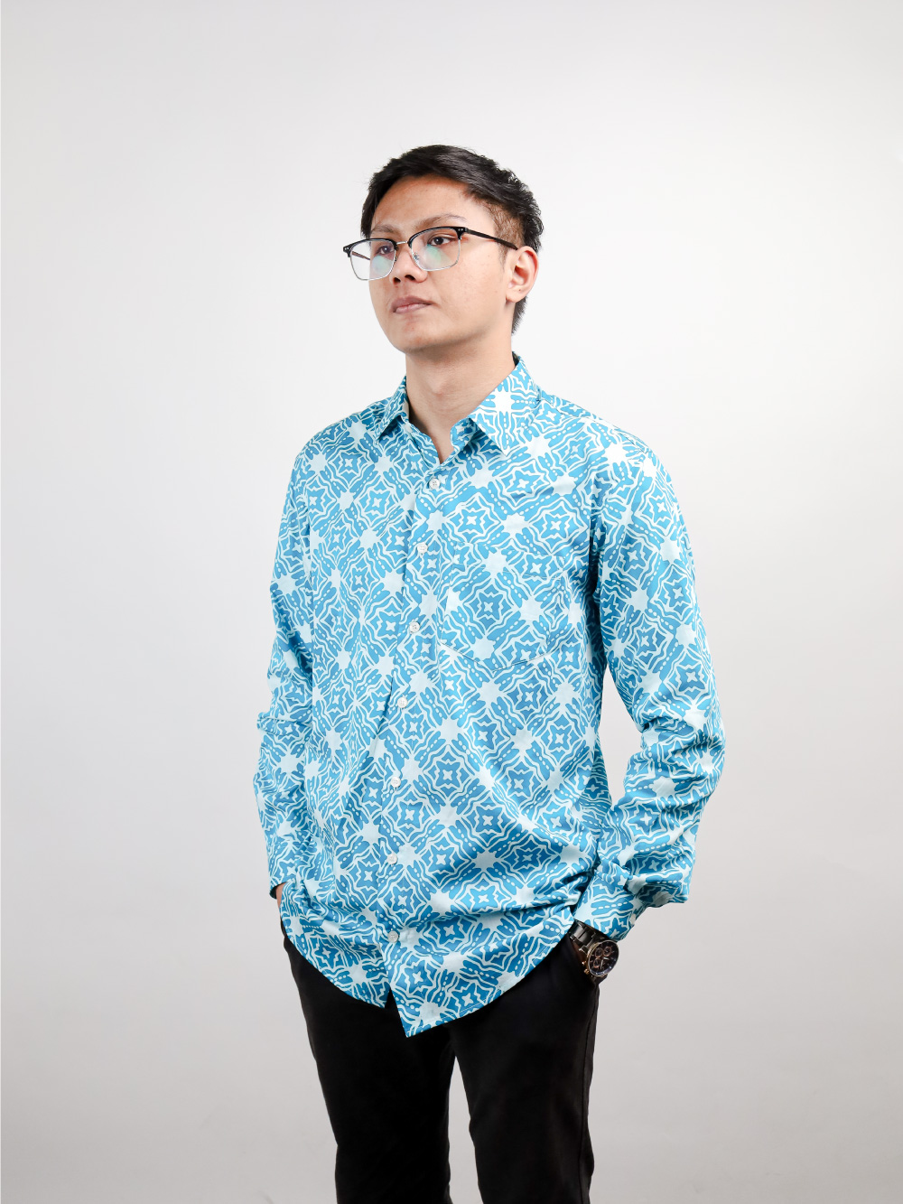 Blue Patterned Collar Shirt Blue Patterned Collar Shirt