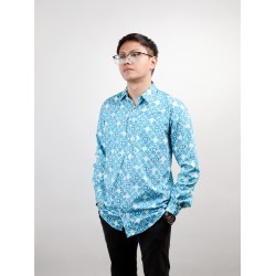 Blue Patterned Collar Shirt       