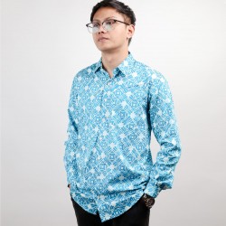 Blue Patterned Collar Shirt       