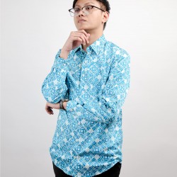 Blue Patterned Collar Shirt       