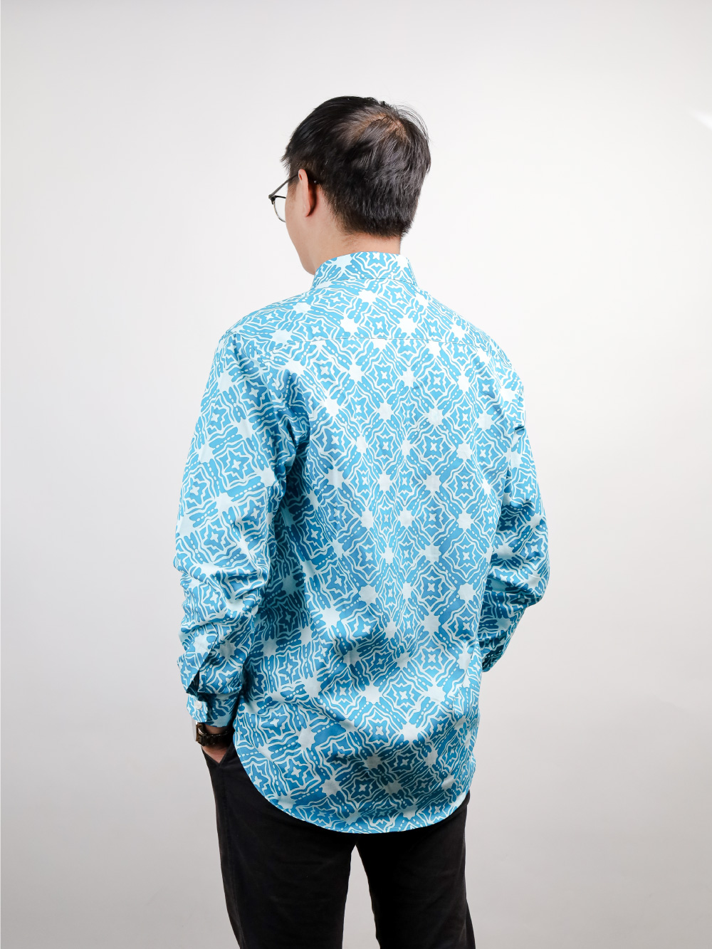 Blue Patterned Collar Shirt Blue Patterned Collar Shirt