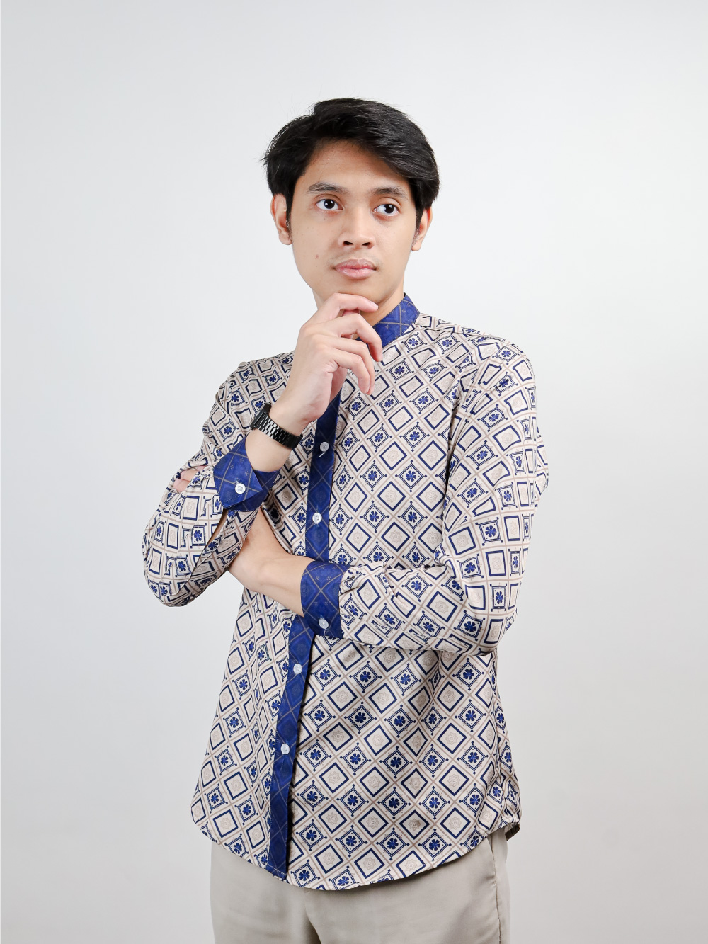 Patterned Corporate Blue-Collar Shirt Patterned Corporate Blue-Collar Shirt