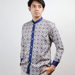 Patterned Corporate Blue-Collar Shirt     